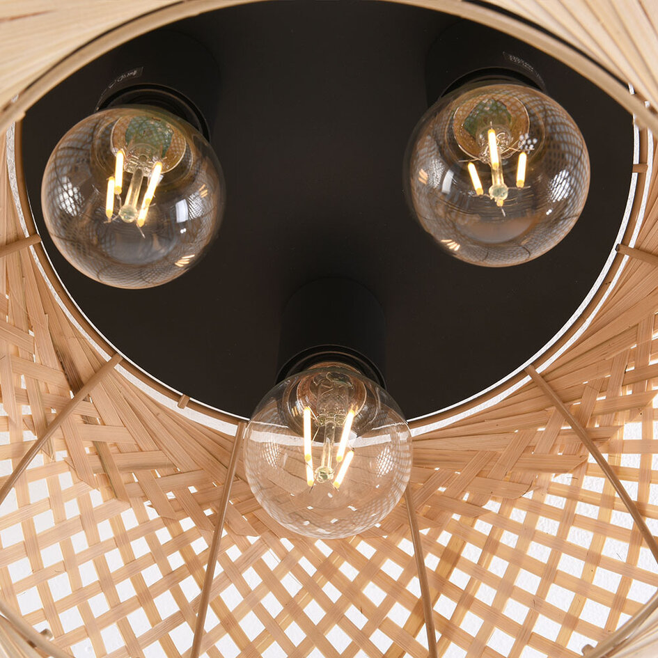 Plafonnier en bambou, 3 lumières - Caia