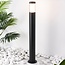 Lampe d'extérieur sur pied Leandre noire à abat-jour blanc laiteux - 76 cm