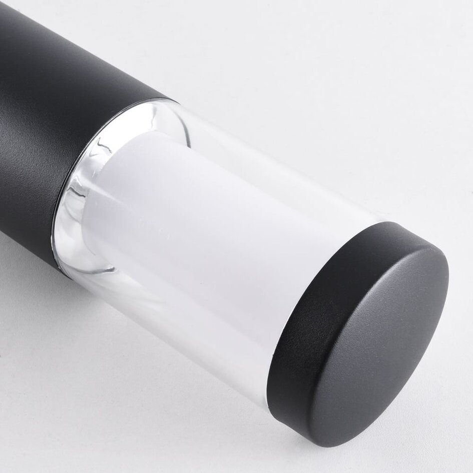 Lampe d'extérieur sur pied Leandre noire à abat-jour blanc laiteux - 76 cm