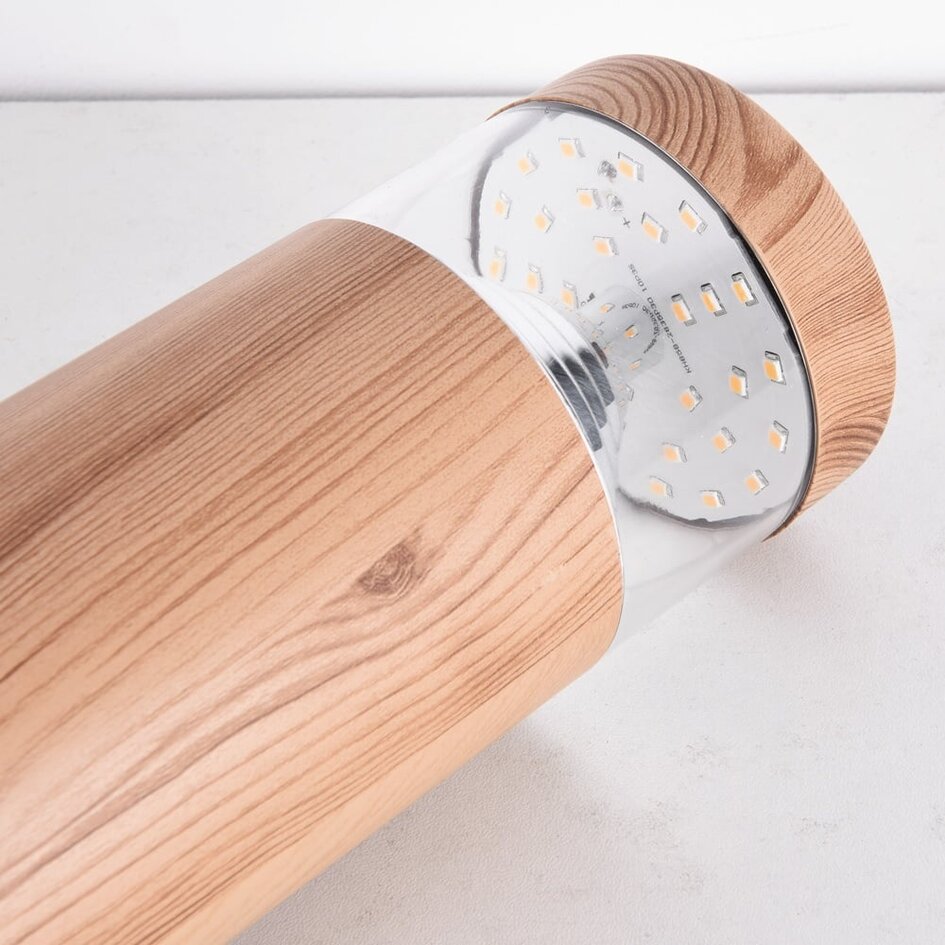 Lampadaire Tierra en acier inoxydable - couleur bois foncé