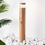 Lampe d'extérieur sur pied Tadeo aspect bois foncé à piquet, LED intégrée