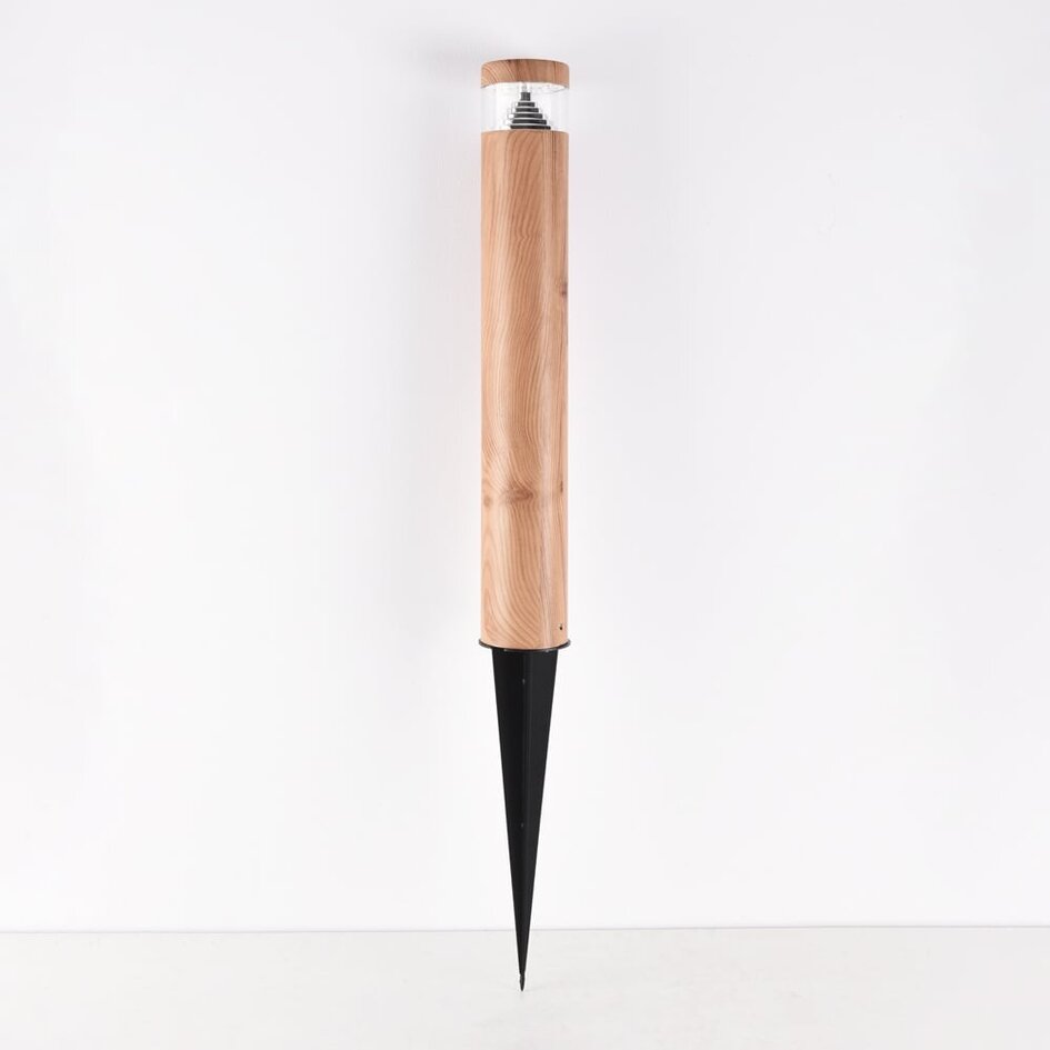 Lampe d'extérieur sur pied Tadeo aspect bois foncé à piquet, LED intégrée