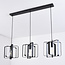Suspension industrielle Maiko 3 lumières - cadre noir ouvert