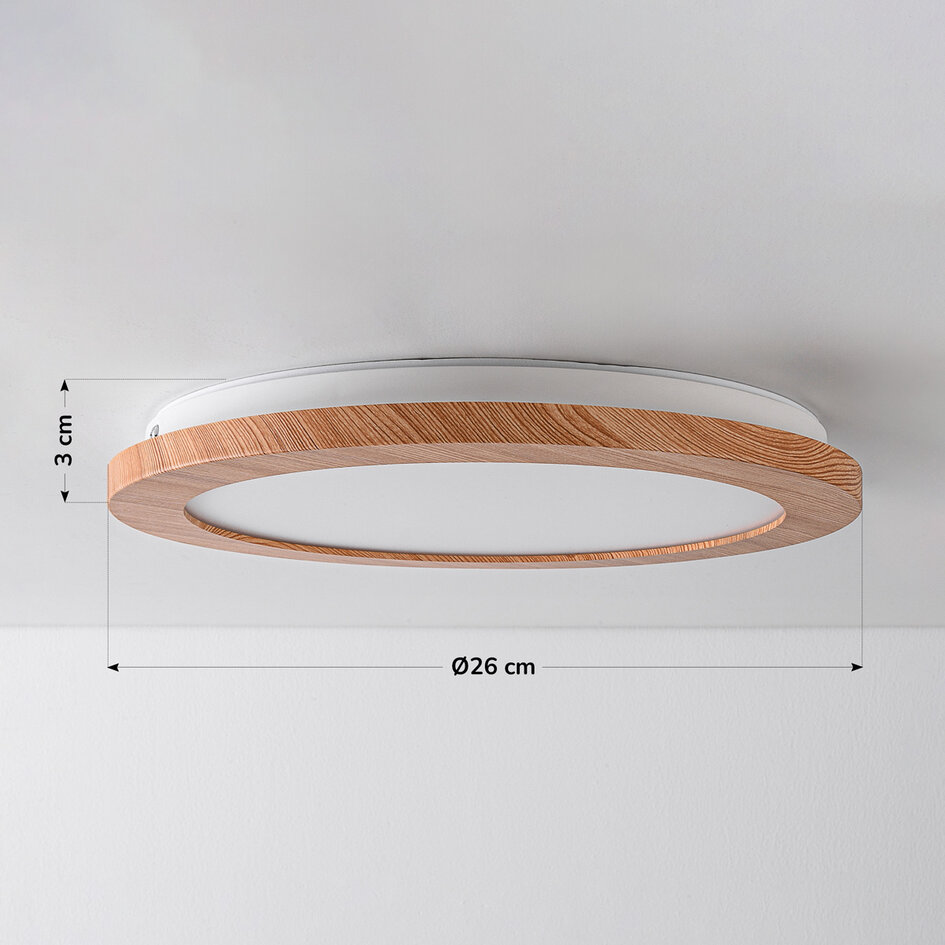 Plafonnier 3 niveaux graduable avec bord en bois - Camille