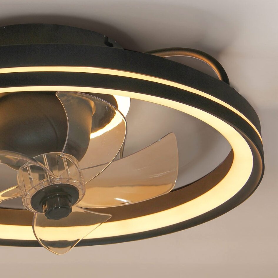 Ventilateur de plafond noir avec fonction été/hiver et lumière réglable - Ikaros