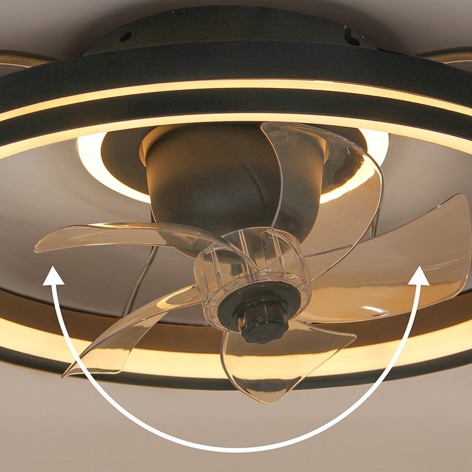 Ventilateur de plafond noir avec fonction été/hiver et lumière réglable - Ikaros
