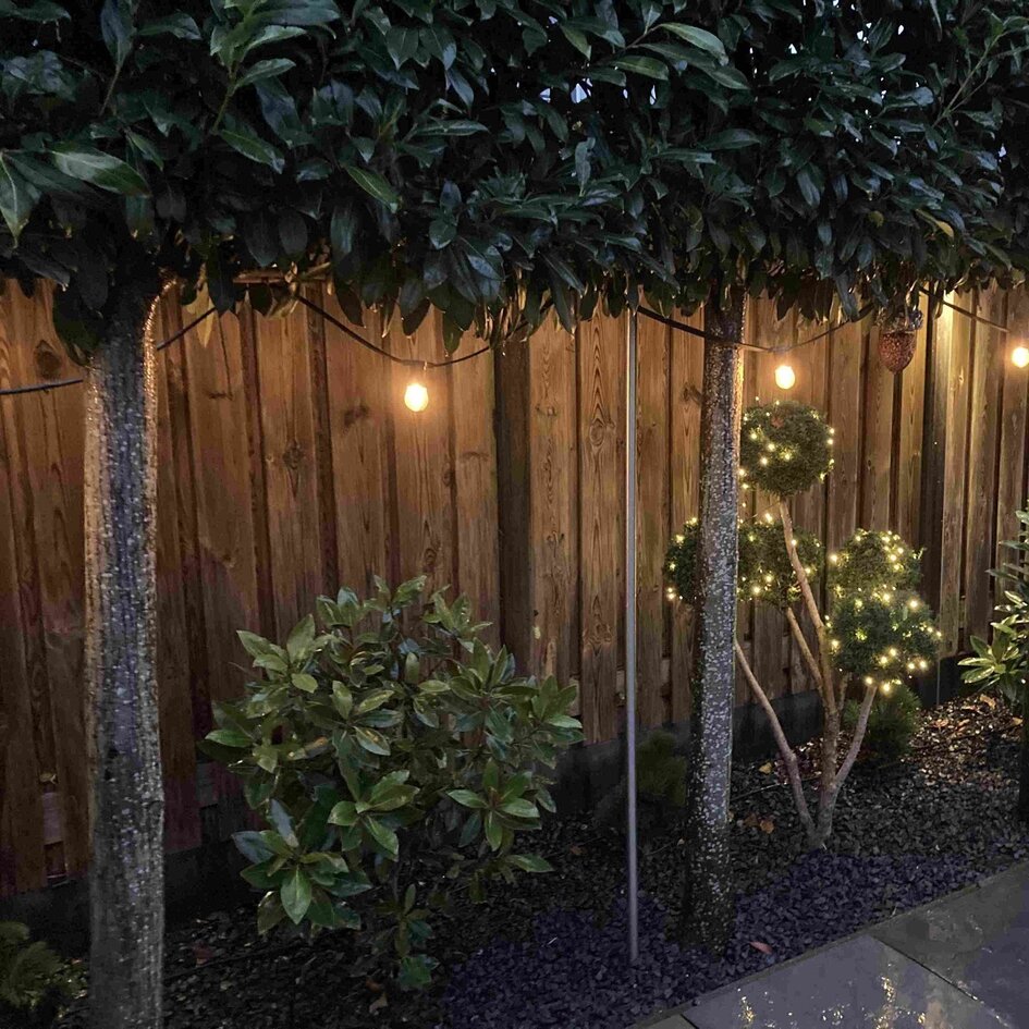 Kit guirlande avec lampe spirale 5W, 1800K, verre ambré, Ø60 - variateur en option