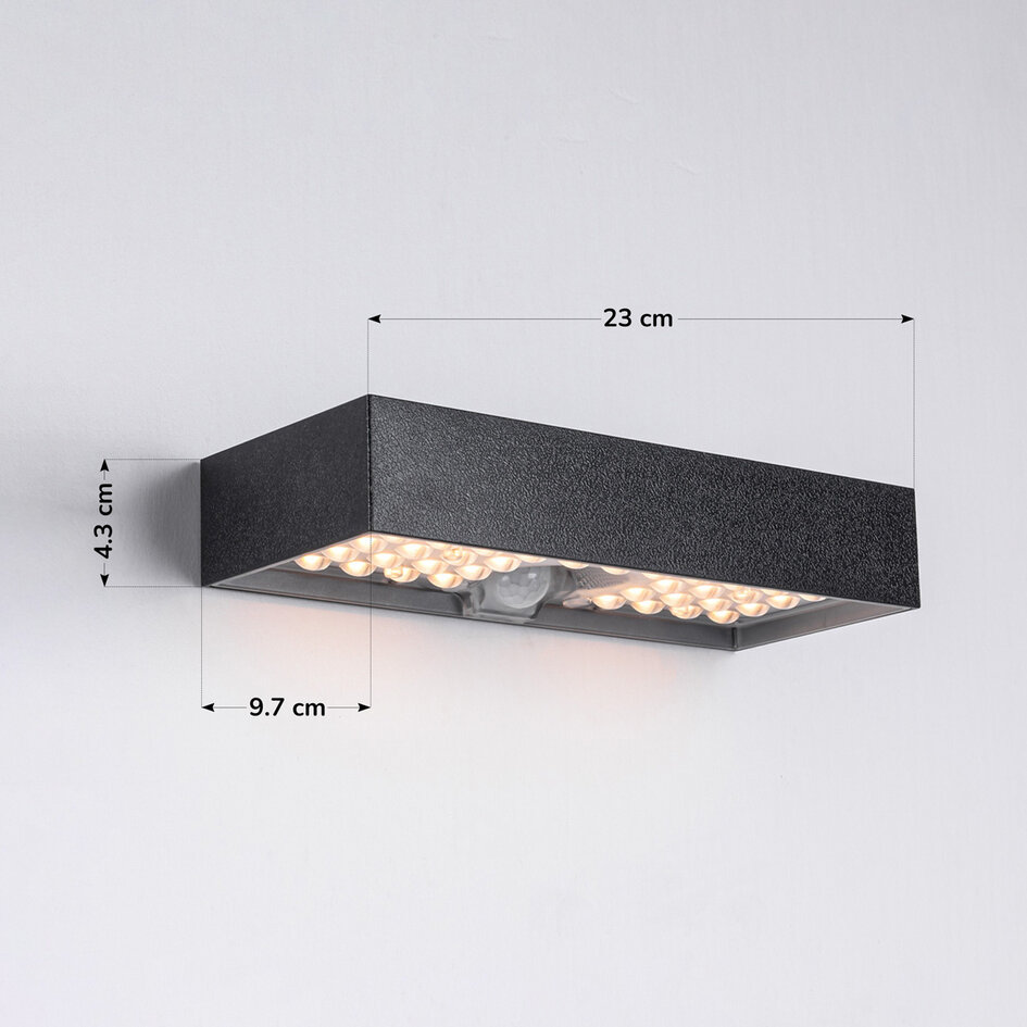 Applique solaire d'extérieur Grish avec détecteur - noir
