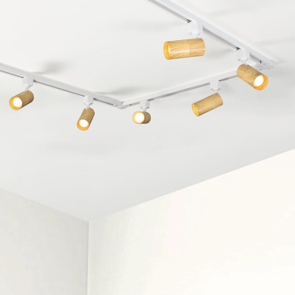 Système de rail monophasé moderne de 3 mètres avec aspect bois de chêne - Loek