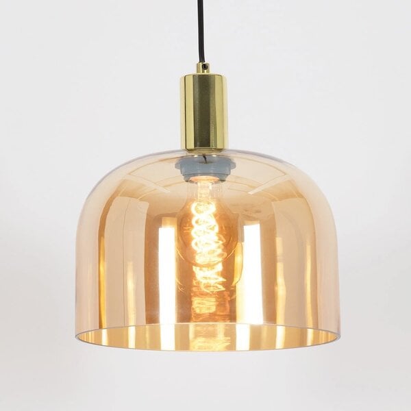 Suspension Apvali - verre ambré et laiton cuivré