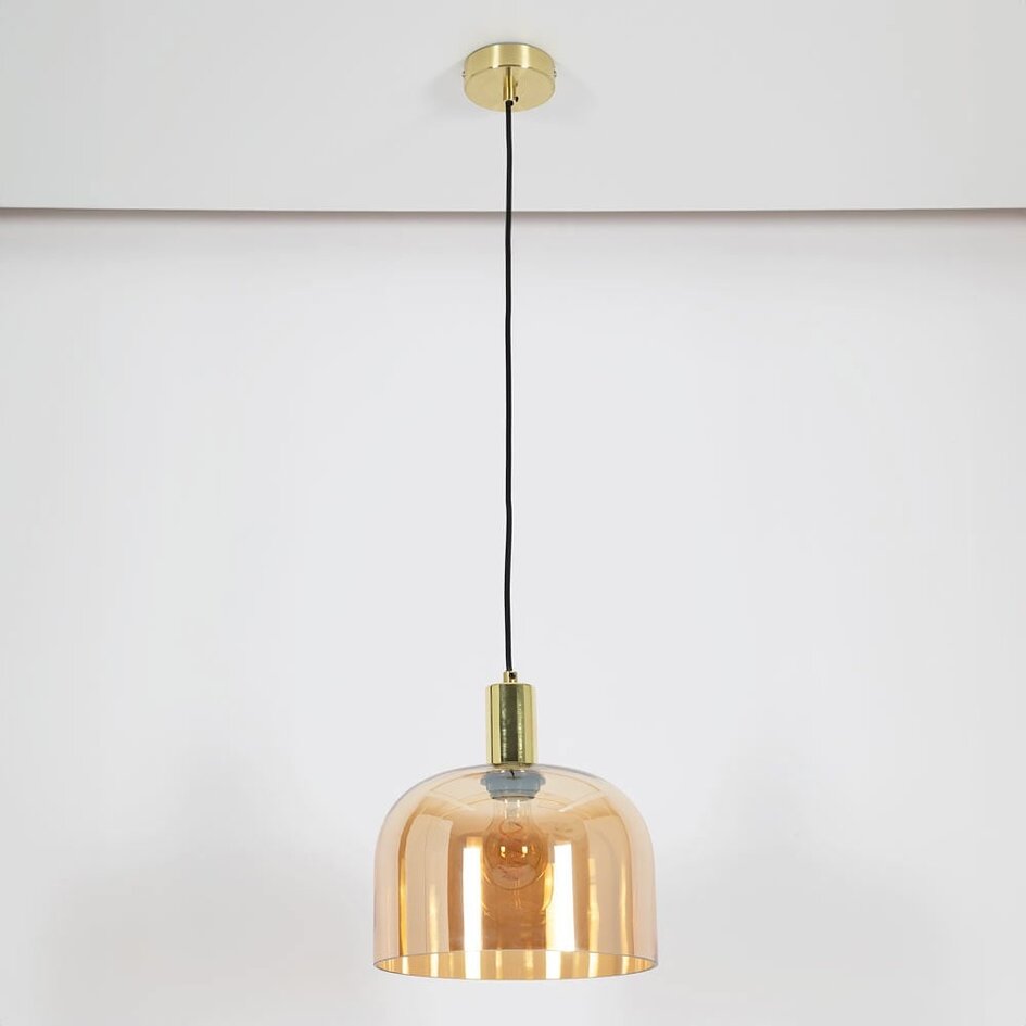 Suspension Apvali - verre ambré et laiton cuivré