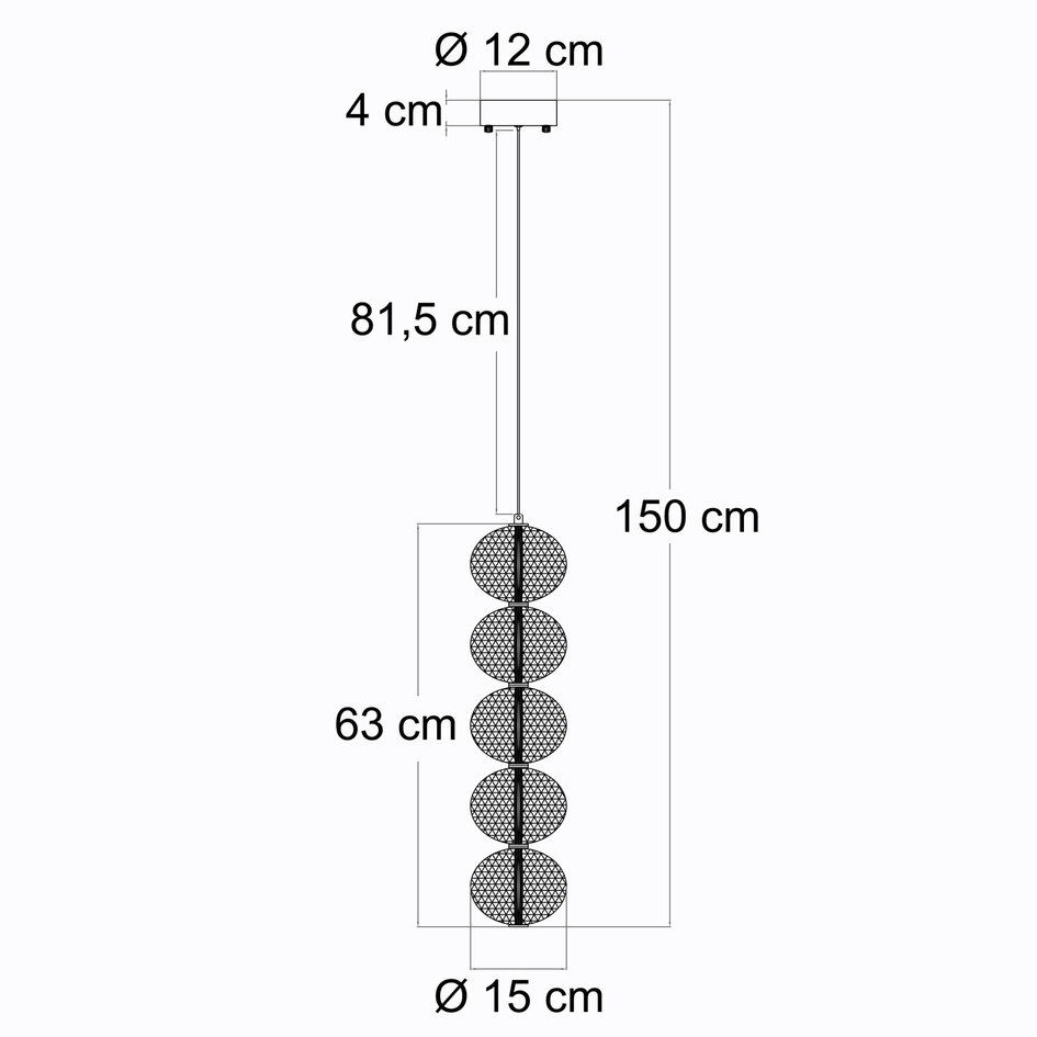 Lampe suspendue dimmable avec détails dorés, 5 lumières - Aella