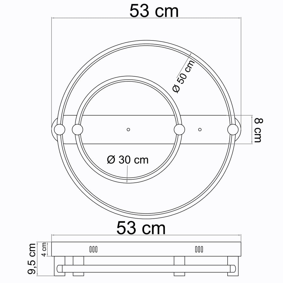 Plafonnier rond Mentha 2 lumières à température de couleur réglable