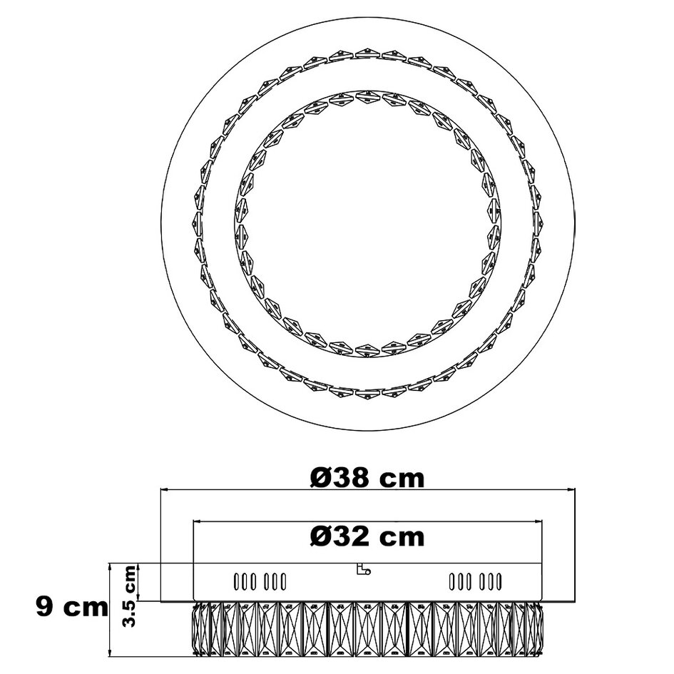 Plafonnier de luxe cristal LED 3 niveaux dimmable - Diamond