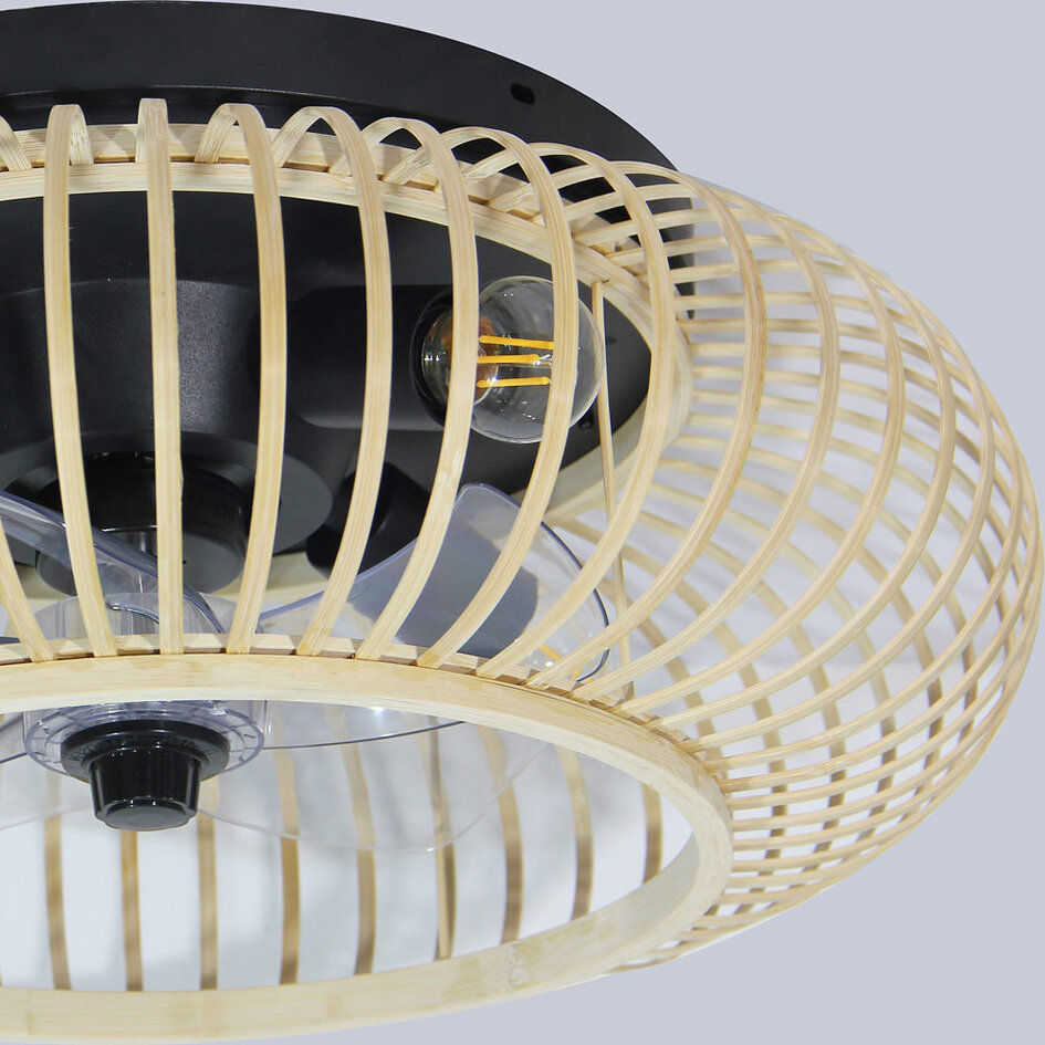 Ventilateur de plafond en bambou étroit avec fonction été et hiver - Paco