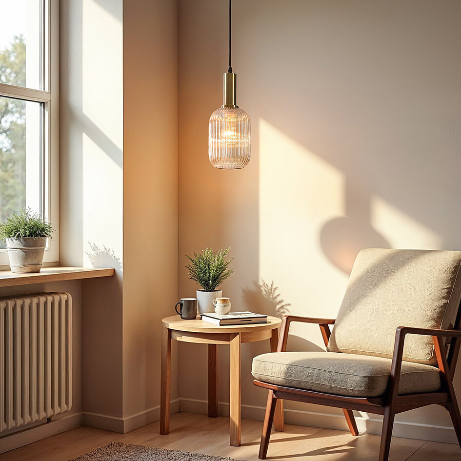 Lampe suspendue à 1 lumière Sita - verre allongé