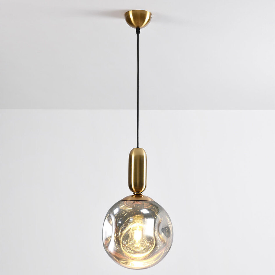 Lampe suspendue à 1 lumière Lewis avec verre ondulé