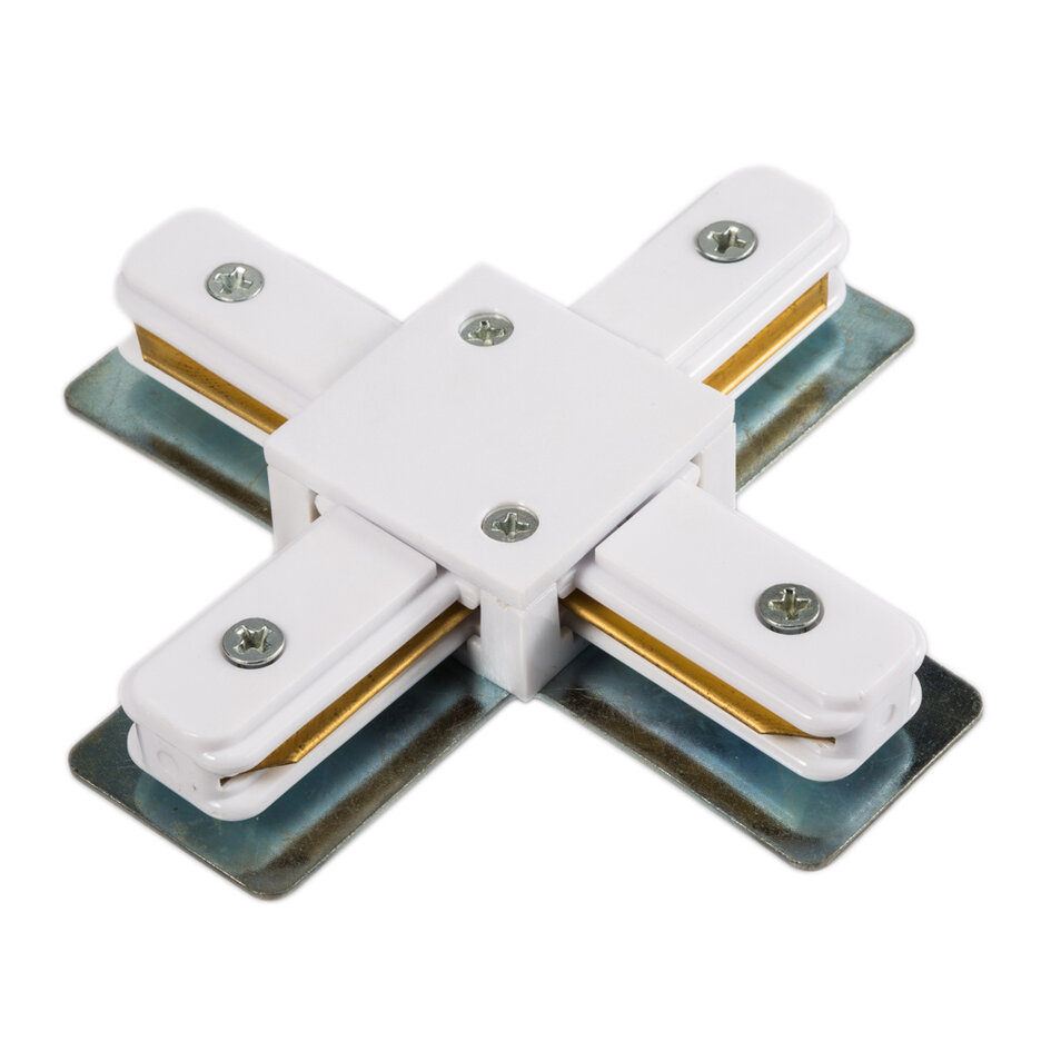 Connecteur en croix pour rail monophasé, blanc