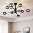 Plafonnier Idaho 8 lumières - noir avec globes en verre fumé