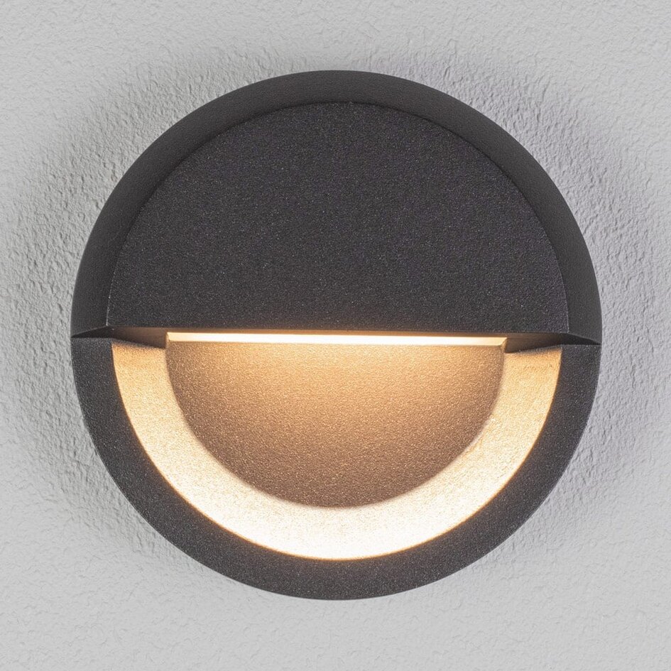 Applique murale extérieure ronde Milano - anthracite avec LED intégrée