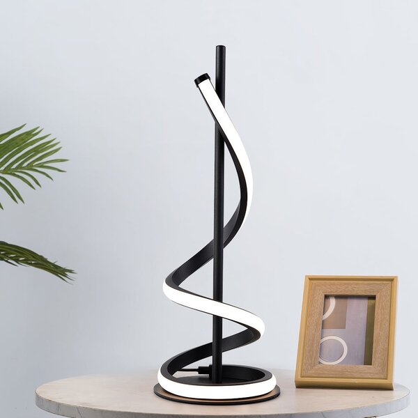 Lampe à poser Caz avec armature torsadée noire et LED intégrée