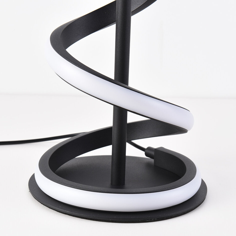 Lampe de table noire moderne en spirale Caz