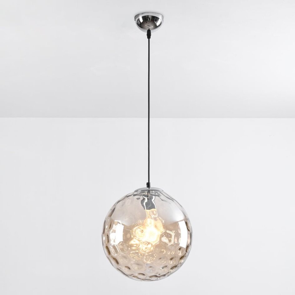 Suspension contemporaine en verre cognac avec renflement - Hades