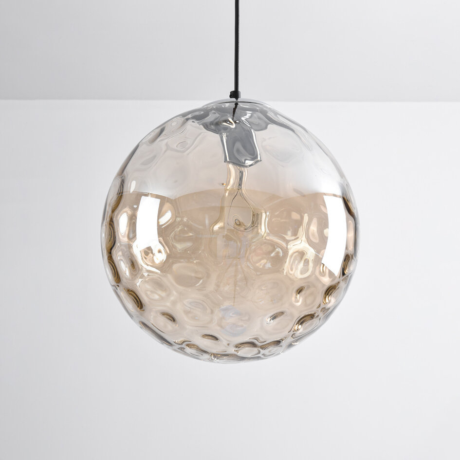 Suspension contemporaine en verre cognac avec renflement - Hades