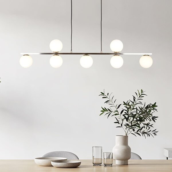 Suspension Syv 7 lumières - globes en verre opalin