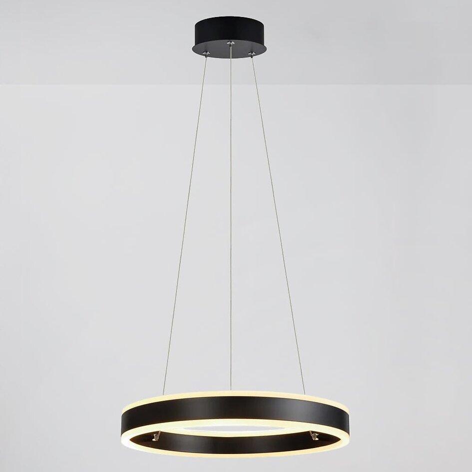 Suspension design Cercle en noir à anneaux LED dimmables