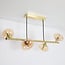 Suspension Soikea 4 lumières - doré avec globes en verre ambré