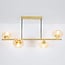 Suspension Soikea 4 lumières - doré avec globes en verre ambré