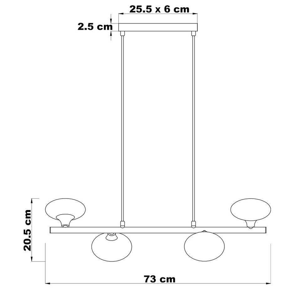 Lampe suspendue en verre ambré, 4 lumières - Soikea
