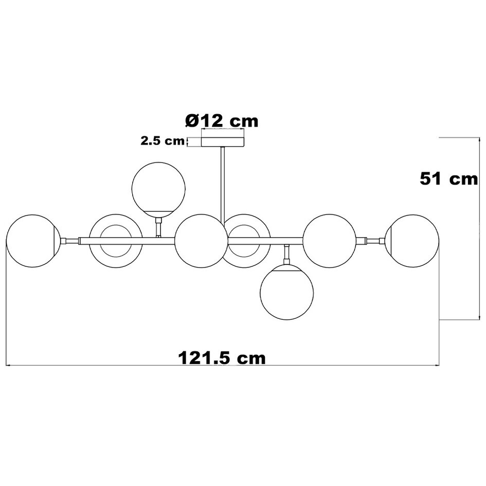 Plafonnier design or avec boules de verre blanc laiteux - Osem
