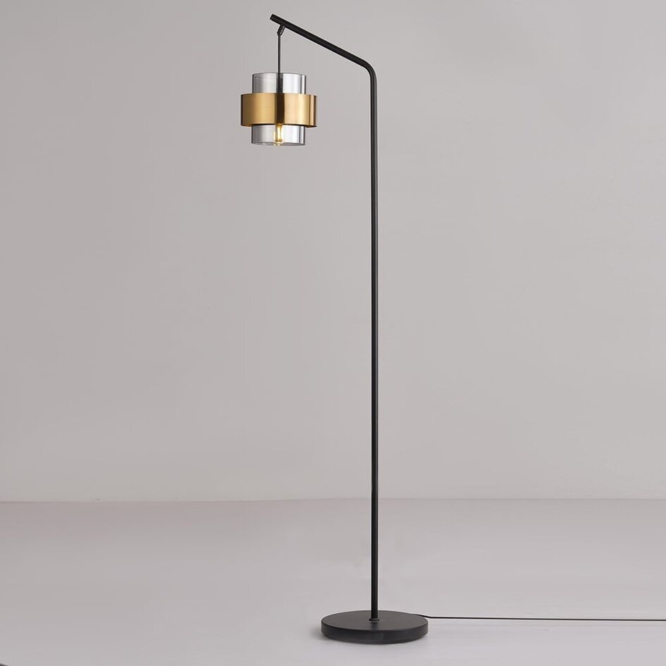 Lampadaire design Kuld en noir, bronze et verre fumé