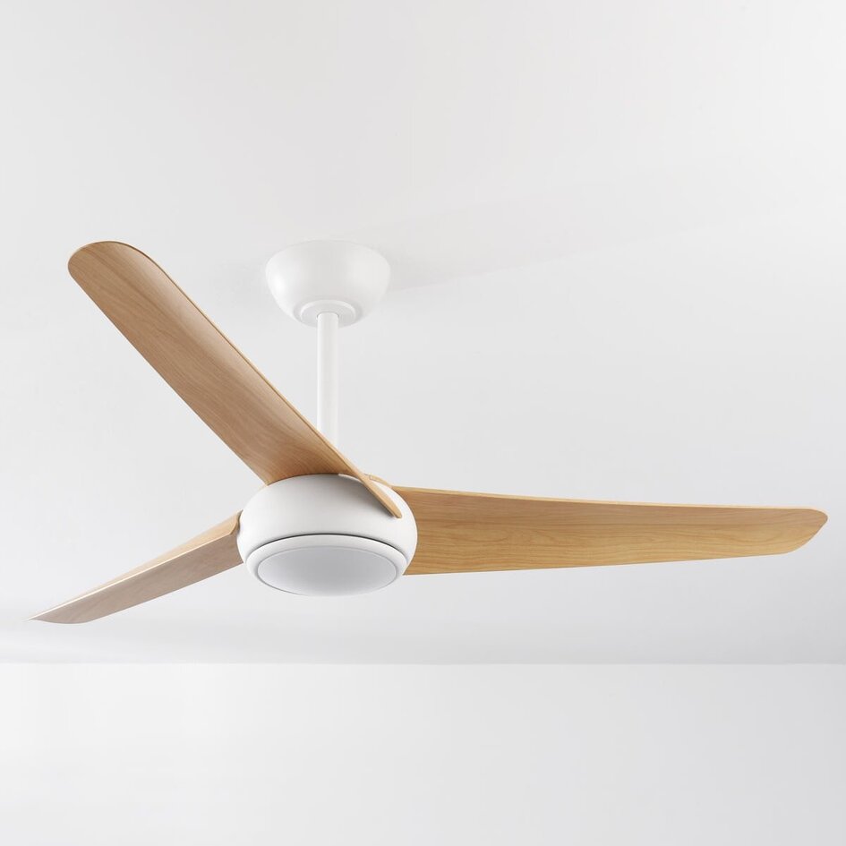 Ventilateur de plafond Ventus en aspect bois de hêtre avec LED et télécommande