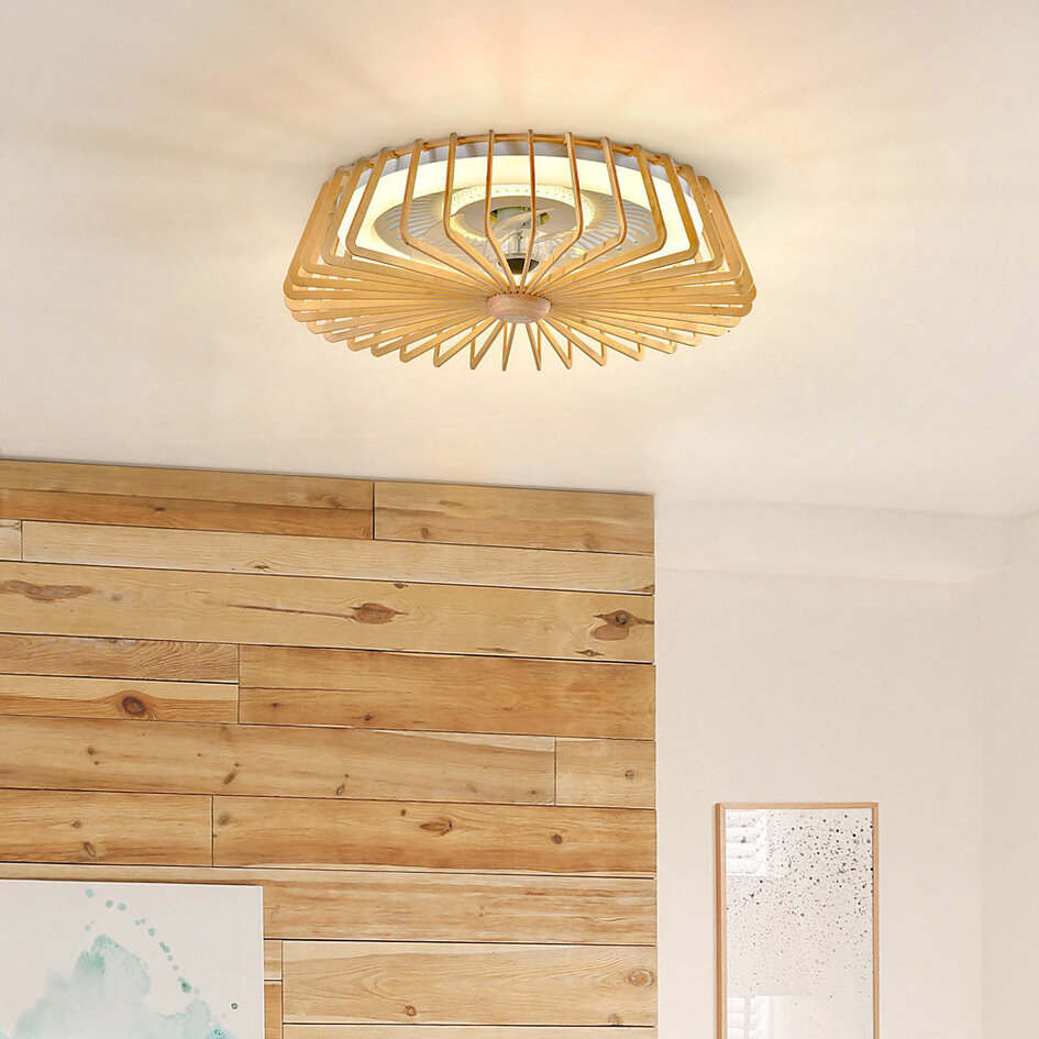 Ventilateur de plafond Anémone avec LEDs dimmables intégrées - bambou