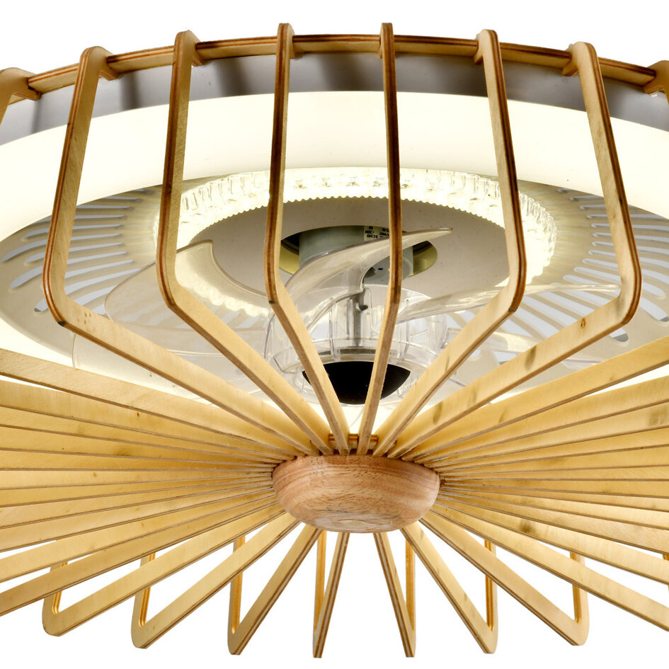 Ventilateur de plafond Anémone avec LEDs dimmables intégrées - bambou