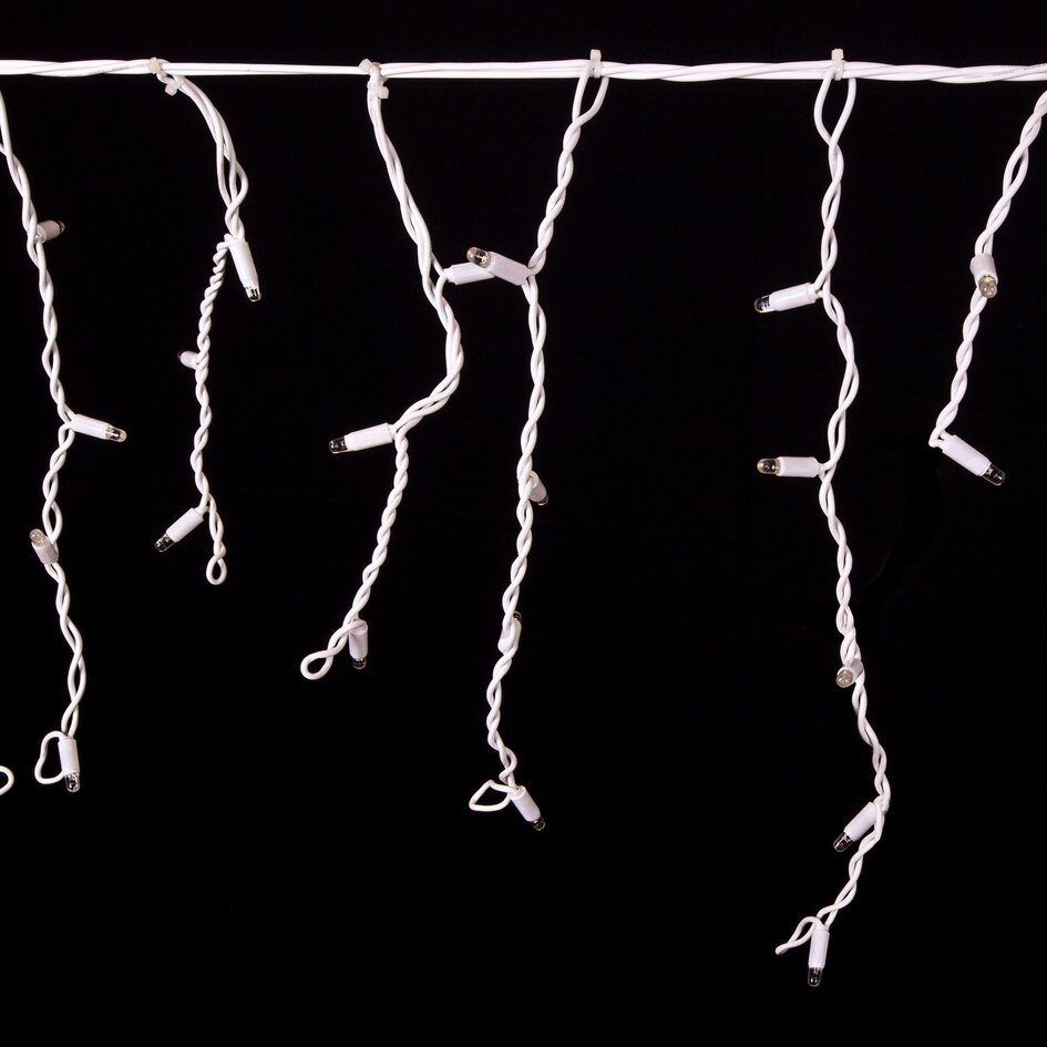 Guirlande stalactite connectable | à partir de 3 mètres | 114 LEDs | blanc chaud avec scintillement | câble blanc | caoutchouc