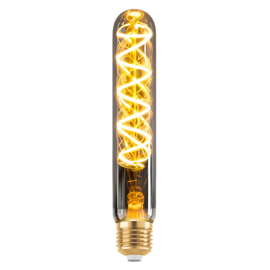 Ampoule E27 dimmable en forme de tube fumé avec spirale, 18,5 cm, 4W, 1700K