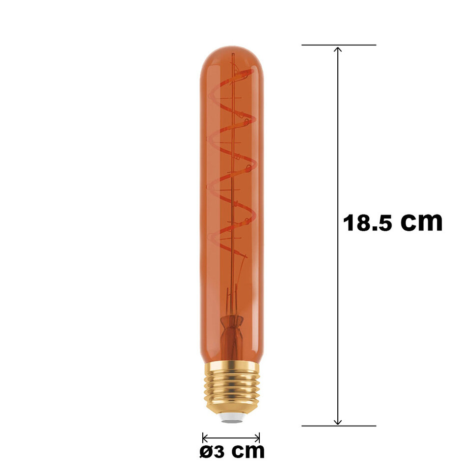 Ampoule E27 dimmable en forme de tube cuivré avec spirale, 18,5 cm, 4W, 1600K