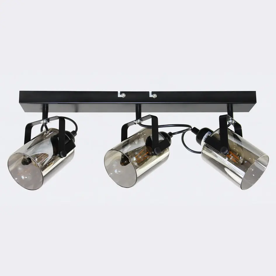 Plafonnier avec verre gris fumé, 3 lumières - Maud