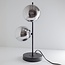 Lampe de table 2 lumières avec verre fumé avec effet miroir et cadre noir - Ethan