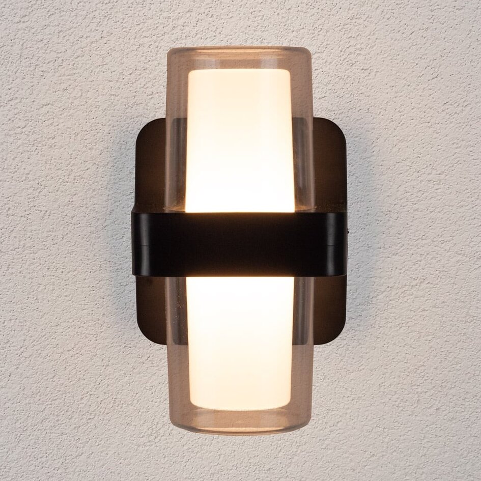 Applique murale extérieure 2 lumières Diona - noire avec LED intégrée