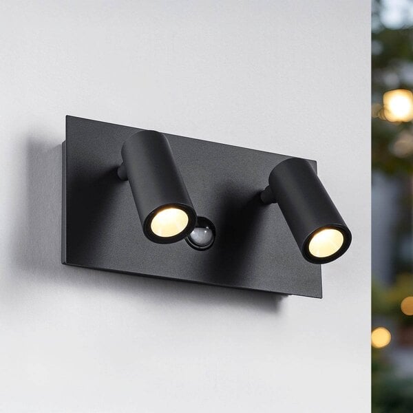 Applique murale extérieure Filia avec détecteur et spots inclinables - anthracite