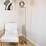 Lampadaire design Connor en doré, verre fumé et effet miroir