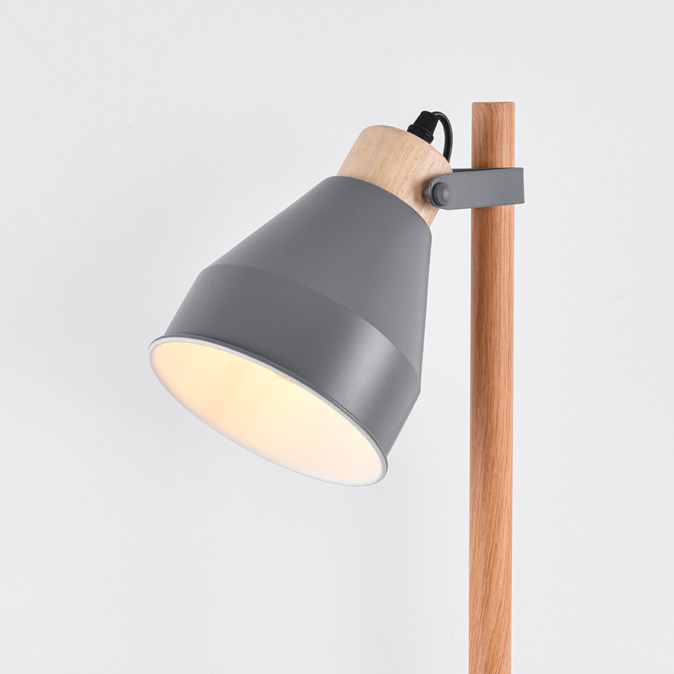 Lampe de table avec abat-jour inclinable et détails en bois - Cally