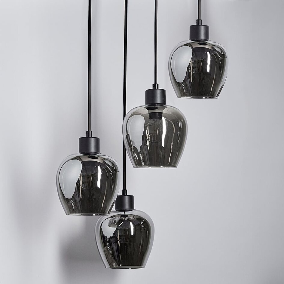 Suspension Raleigh 4 lumières en verre fumé