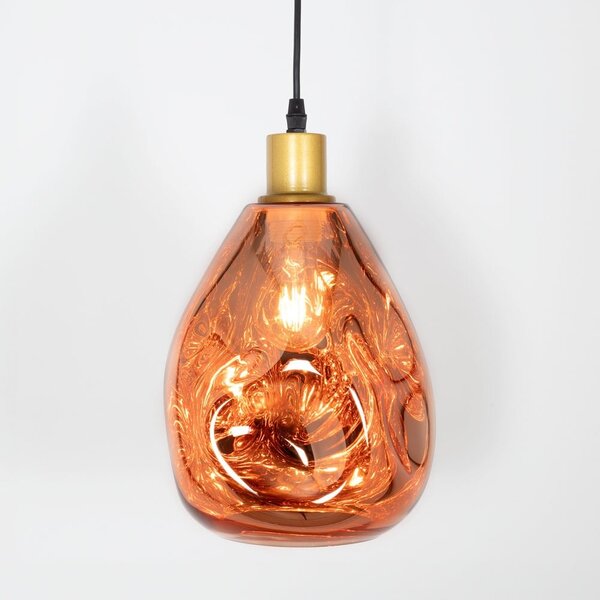 Lampe suspendue design avec verre or rose - Evan