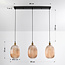 Suspension 3 lumières avec verre ambré strié - Erin